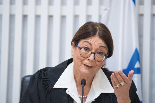 HIGH COURT OF JUSTICE President Esther Hayut hears a petition at the Supreme Court in Jerusalem (photo credit: YONATAN SINDEL/FLASH 90)