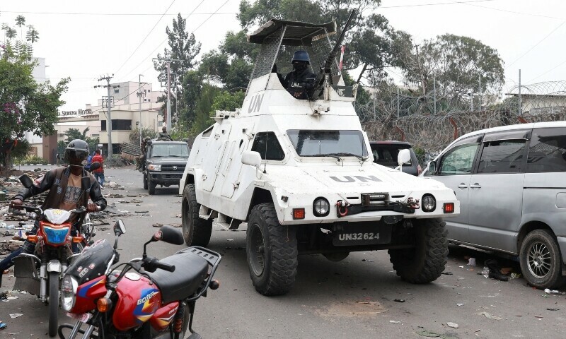 A vehicle of the United Nations Organisation Stabilisation Mission in the Democratic Republic of the Congo drives near their compound, amid clashes between M23 rebels and the Armed Forces of the Democratic Republic of the Congo, in Goma, eastern Democratic Republic of the Congo, Jan 30. — Reuters