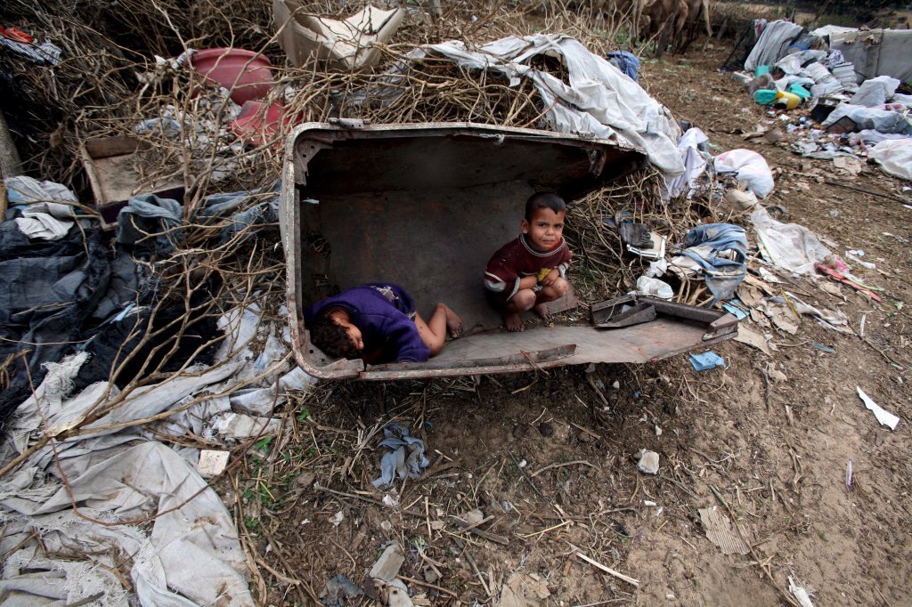 Impoverished children in Gaza