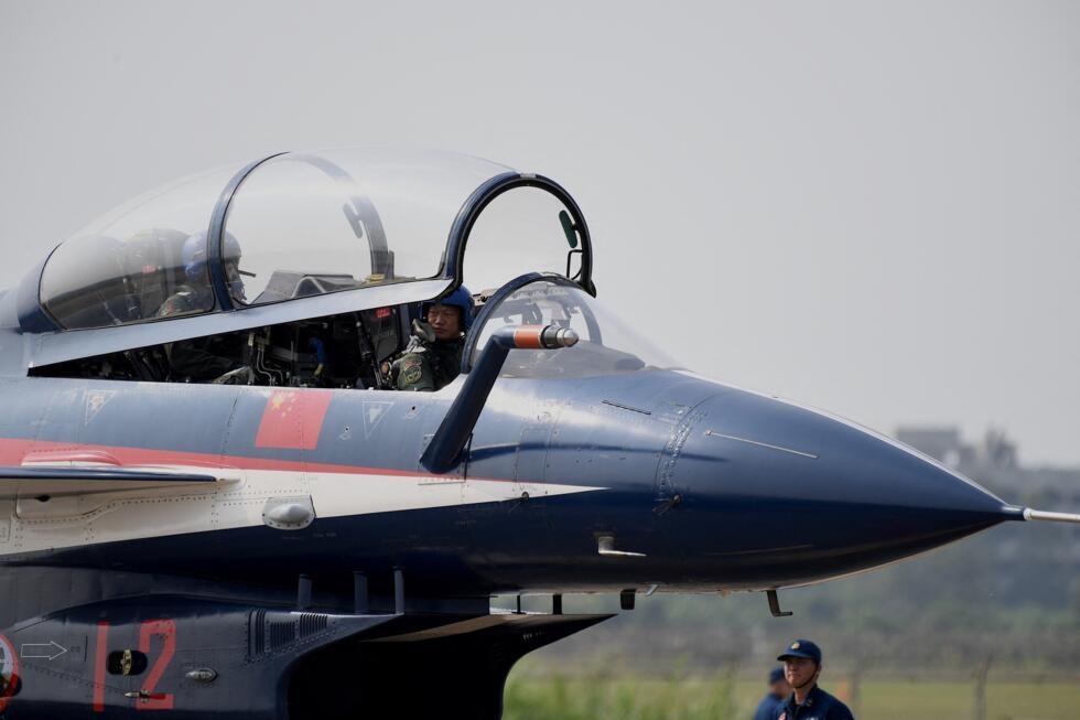 File photo of the Chengdu Aircraft Corporation's J-10 taken during the China International Aviation and Aerospace  Exhibition in Zhuhai, Guangdong on September 28, 2021.