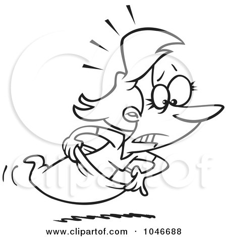 1046688-Royalty-Free-RF-Clip-Art-Illustration-Of-A-Cartoon-Black-And-White-Outline-Design-Of-A-Woman-Racing-In-A-Sack.jpg