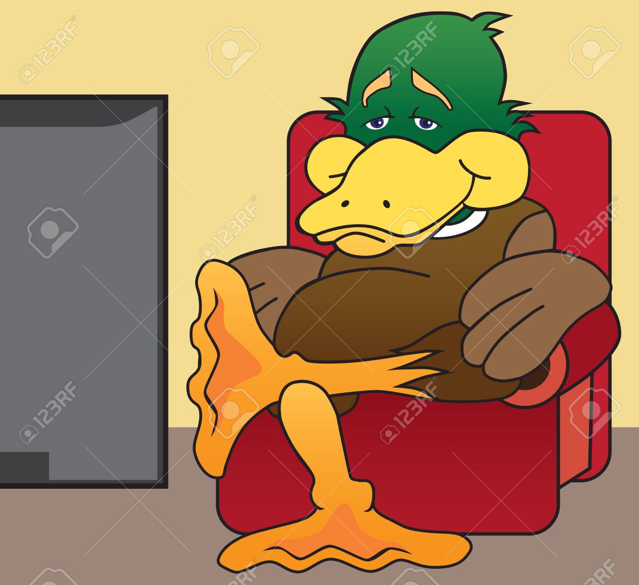 94940208-a-tired-cartoon-duck-is-relaxing-and-watching-tv.jpg